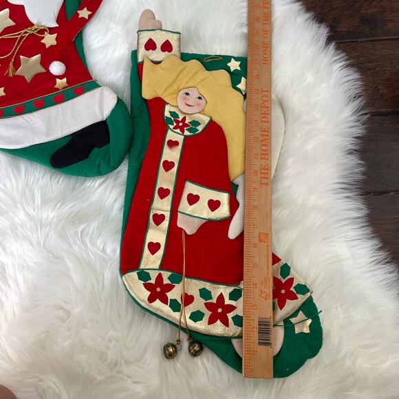 Vintage Christmas Stocking Lot of 2 Santa & Angel Stiff Cardboard Front READ - Picture 2 of 16